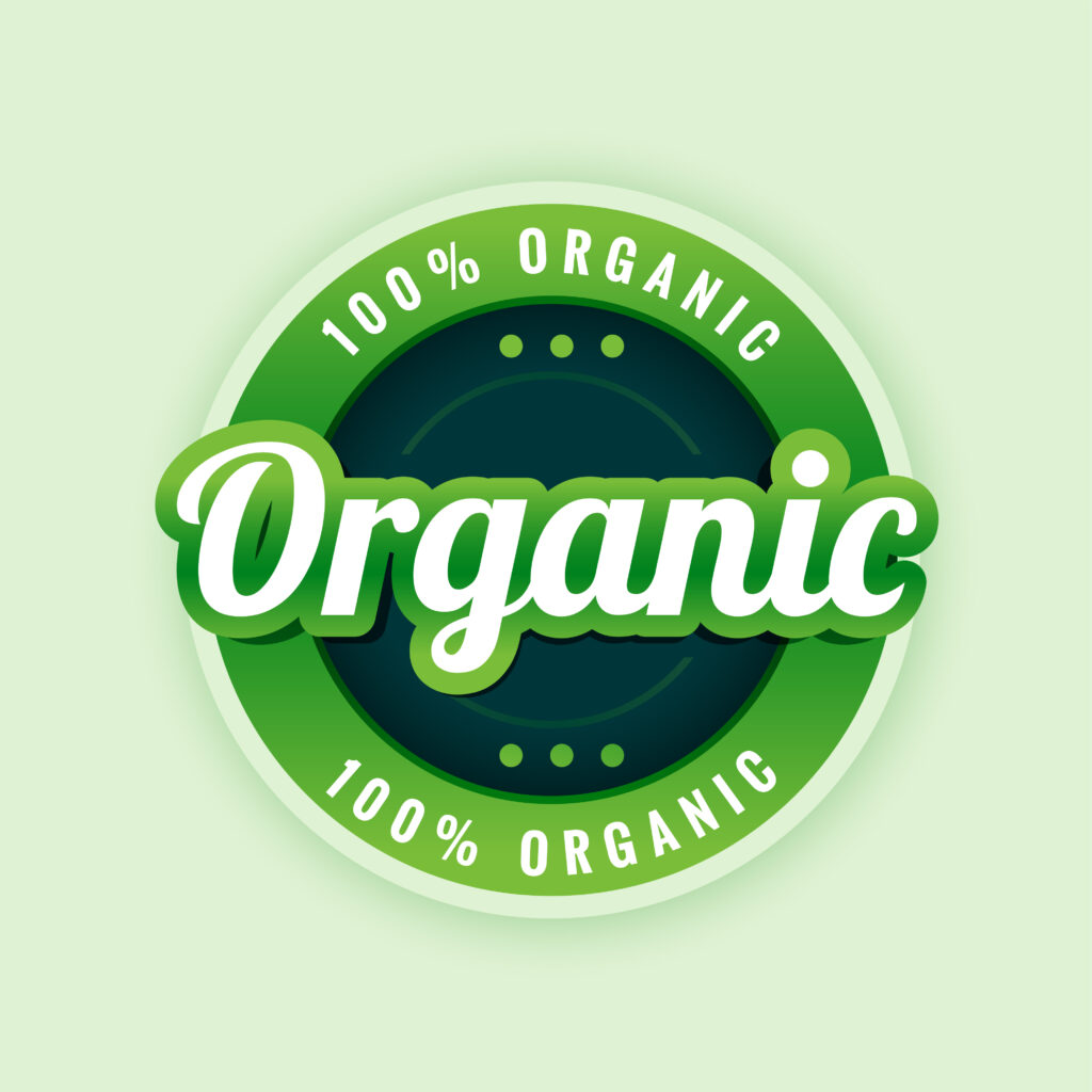 100% pure and organic label or sticker design